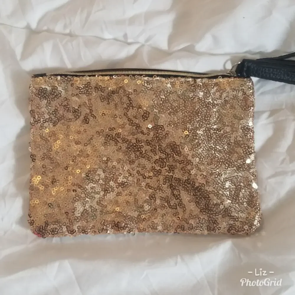 Ipsy | Gold Sequin Makeup Bag/Purse - add me to a bundle!